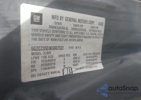 2006 Saturn Vue 4 Cyl из США, поврежденный, VIN 5GZCZ33D36S867522